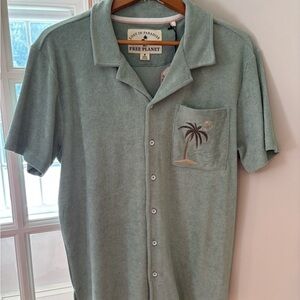 Free Planet Green Casual Button Down Shirt